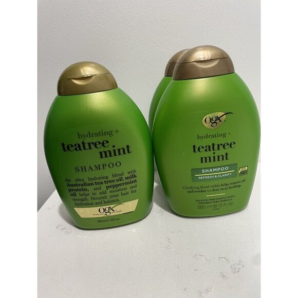 (3) New OGX Hydrating + Tea Tree Mint Shampoo 13floz Teatree Peppermint - Picture 2 of 3